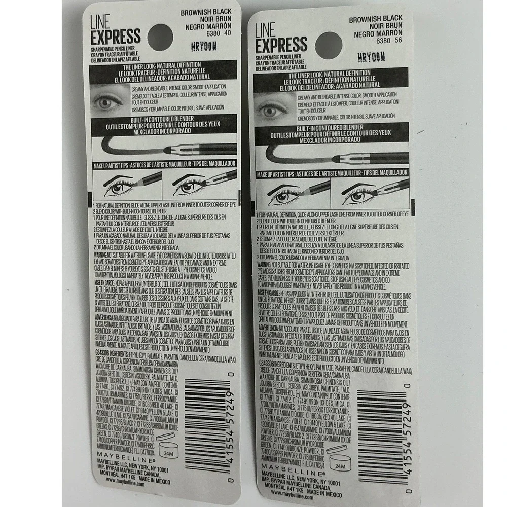 Pair 2 Maybelline Line Express Eyeliner Pencil Brownish Black03 Smooth Blendable